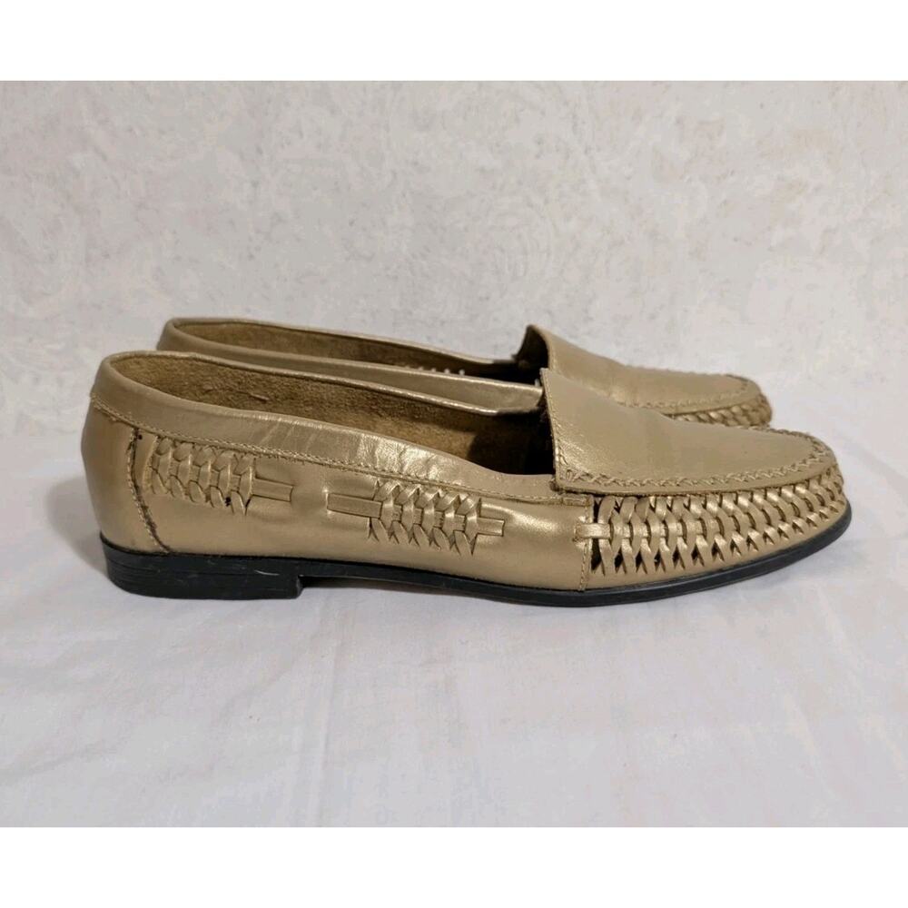 Saddlebred Gold Woven Leather Slip-On Loafers Vista 8 Women's